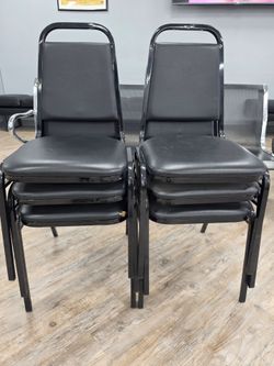 6 Black Waiting Room / Barber Shop Chairs