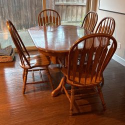 Kitchen Table Solid Oak With 6 Chairs 