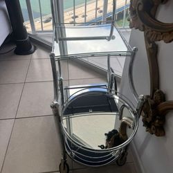 Vintage Chrome Glass Bar Cart