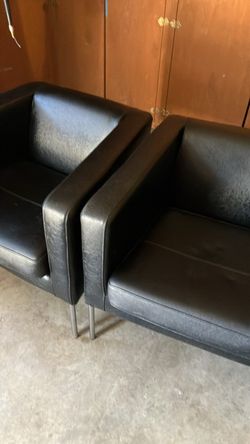 Black Leather Club Chairs Set of 2