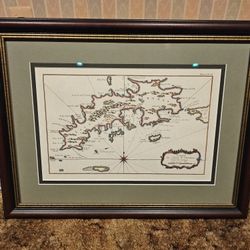 Map Saint Thomas Island Framed And Matted