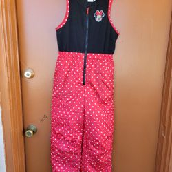 Disney Junior Girls Minnie Mouse Red Snow Pants Overalls Bibs Ski Medium halloween costume 