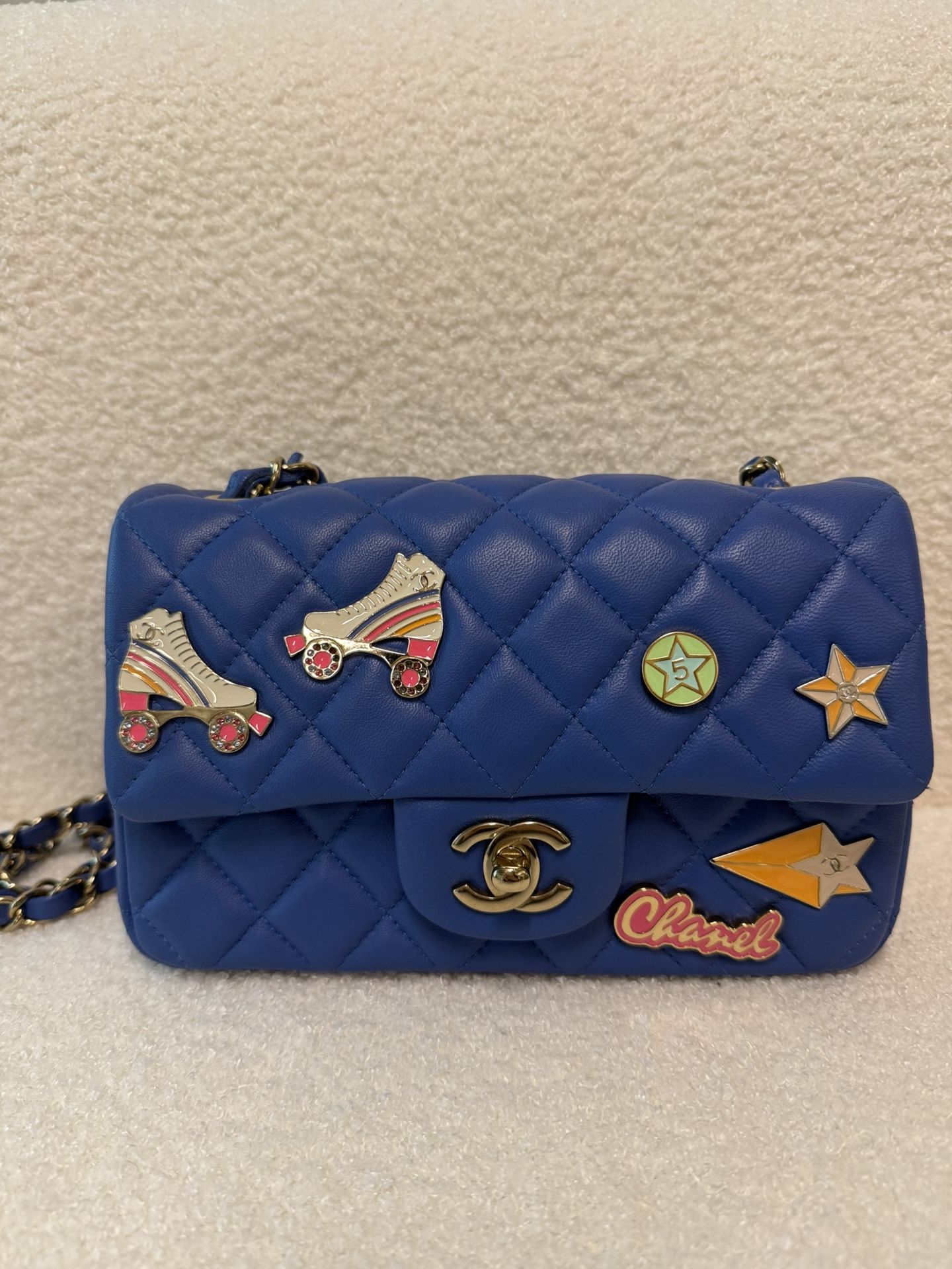 Chanel 2024 Blue CF Lambskin Rectangular Mini Classic Flap Bag