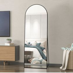 Full Length Mirror 64" x 21", with Stand Large Floor Mirror, Black