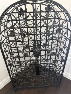 74 Bottle Lockable Wrought Iron Wine Cabinet