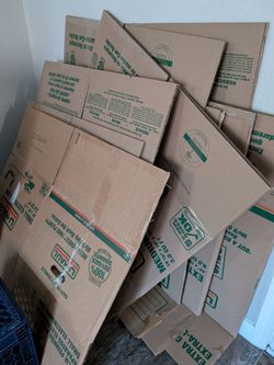 Moving boxes and packing paper
