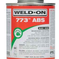 Weld-On 773 ABS Medium-Bodied High Strength Solvent Cement 16 fl oz - Black