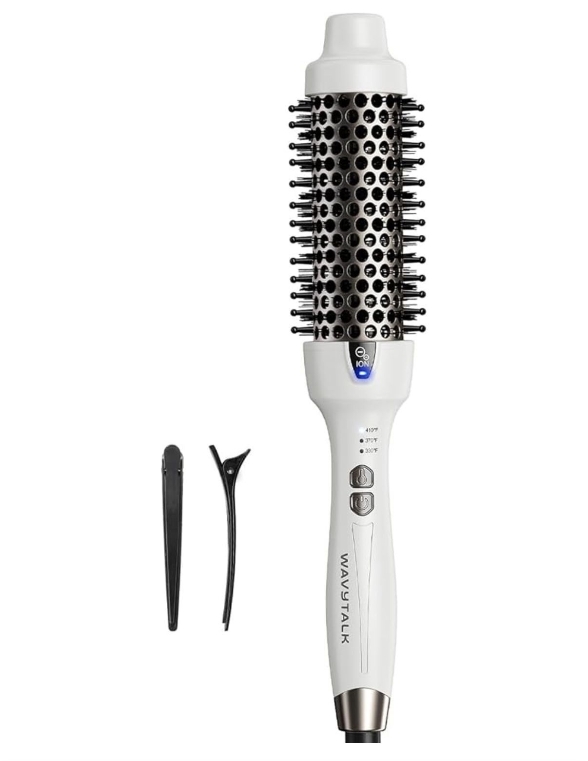 Wavytalk Thermal Brush, 1.5 Inch Ionic Thermal Round Brush Makes Hair Smoother Get Natural Curls (White)