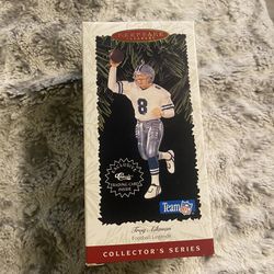 Troy Aikman Dallas Cowboys Hallmark Ornament W/ Exclusive Trading Card NFL 