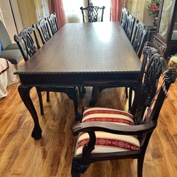 Indonesian hand-carved, elegant wooden dining set with 8 chairs - Need to sell!!