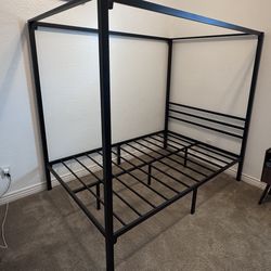Full Size Canopy Four Post Bed Frame and  Box Spring