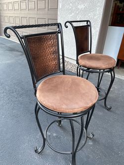 Set of two solid metal bar stools