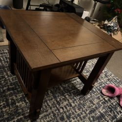 Solid Wood Square Coffee Table w/ Storage Shelf