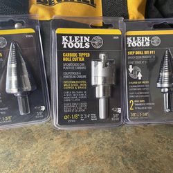 KLEIN TOOLS DRILL BIT#15  BIT#11 AND CARBIDE -TIPPED HOLE CUTTER (( Read Description Please )))