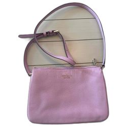Kate Spade LEILA Quartz Pink Pebbled Leather Triple Gusset Crossbody Bag