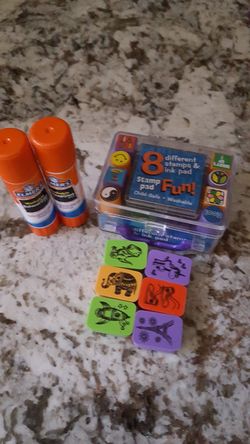 New glue sticks, erasers and little stamps