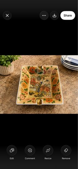 Vintage Asian-Style Porcelain Ashtray – Hand Painted