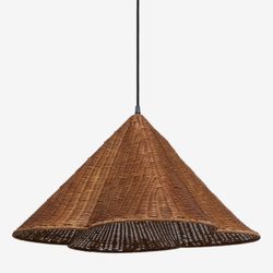 Reduced-Kalani Natural Woven Rattan Metal Ceiling Pendant Light