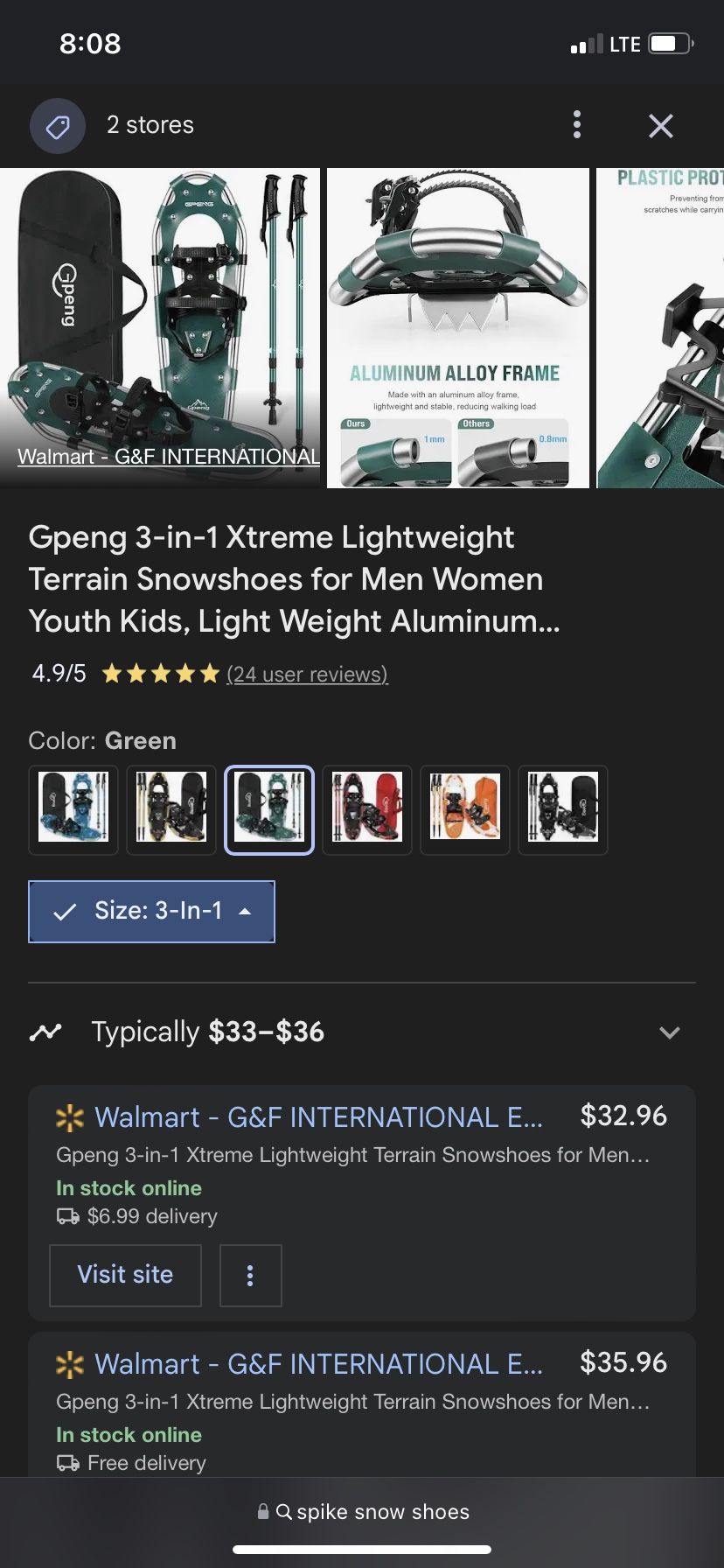 3 In 1 Xtreme Light Weight Terrain Snow Shoes With Pole’s