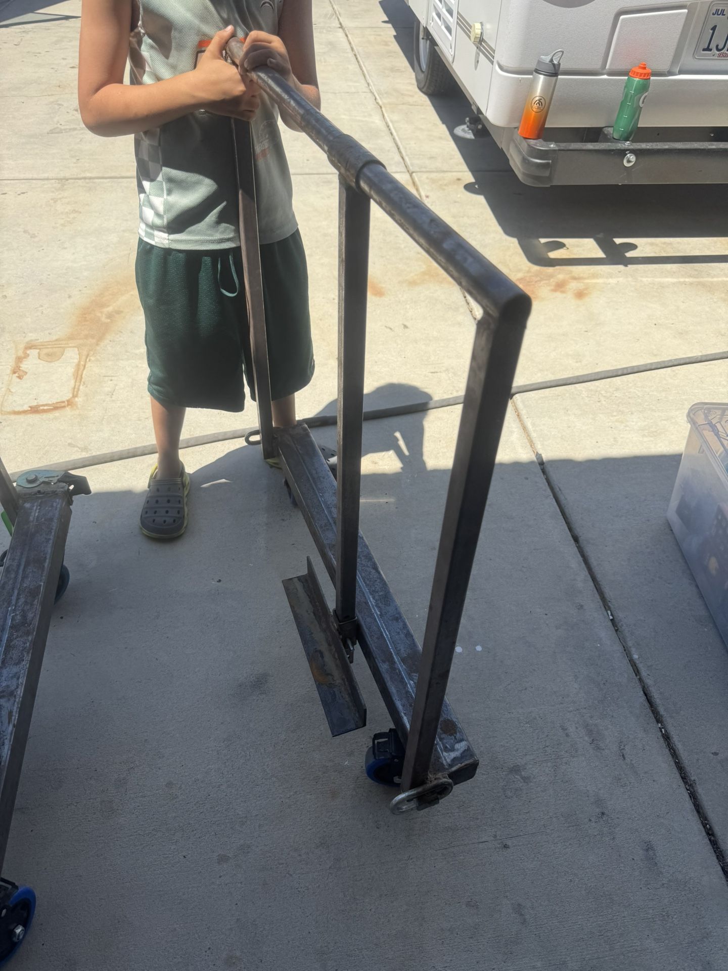 Custom made heavy duty dollies we made these to put on the side of a vending machine to be able to move it very easily