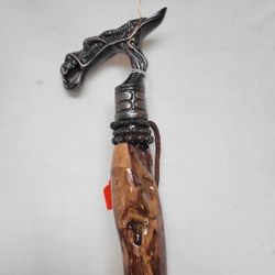 NEW. HAND MADE WOOD CANE 36.5in