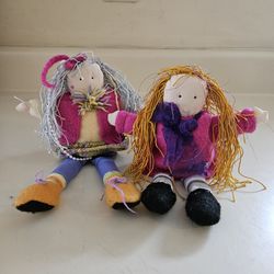 2001 The Boyd's Collection Limited Set of 2 - 7" & 8" Long Haired French Parisian Dolls Girls Plushie Beanie Stuffed Animal Children Kids. Pre-owned i