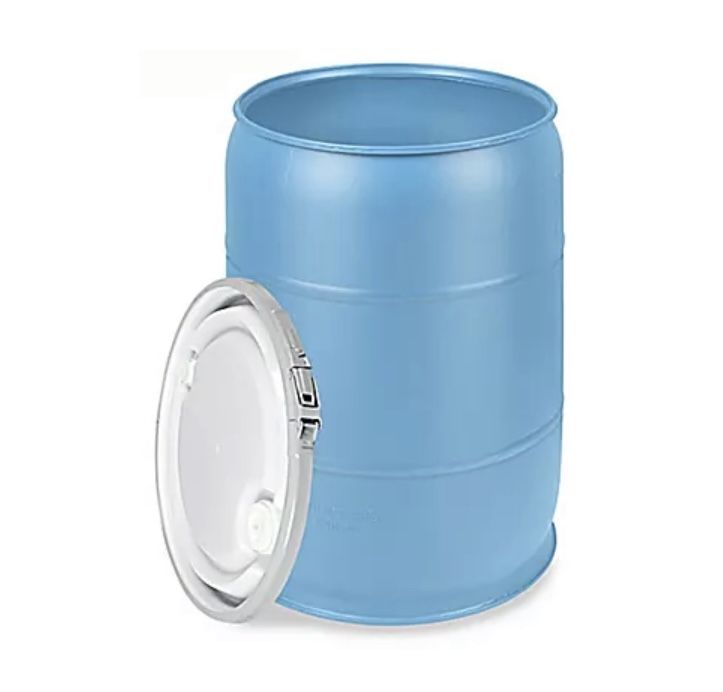 55-Gallon Plastic Drum with Lid – Food Grade / Storage / Rain Barrel