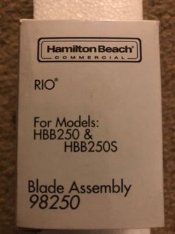 Hamilton Beach 98250. This Hamilton Beach replacement kit, includes: cutting assembly, clutch, retainer nut and gasket for model HBB250R and HBB250SR.