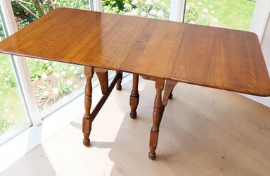 Vintage Ethan Allen Gateleg Drop Leaf Dining Table – 72" Solid Wood-#1165