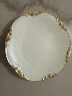 Vintage Hand Painted Pale Green/gold Plate Jean Pouyat Limoges