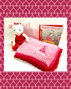 Ballerina Crochet Baby Blanket with Angelina Ballerina Plush & Book Gift Set