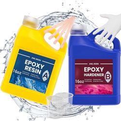 Epoxy Resin Kit, 32OZ Food Safe Epoxy Resin Casting & Coating, Crystal Clear and Fast Cure & NO Bubble and Self Leveling to Easy Mix 1:1 for DIY Jewel