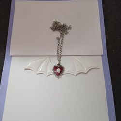 White Rose Bat Wing Necklace 