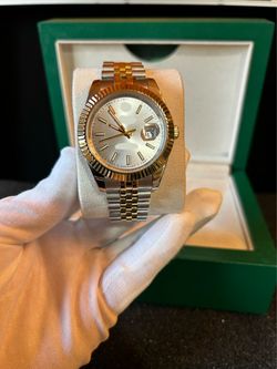 41 Two-Tone Jubilee Bracelet Fluted Gold Bezel Silver Dial Box