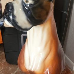 Large Scale Molded Resin Boxer Dog Statue / Sculpture 
 Ceramic
33h x 11w