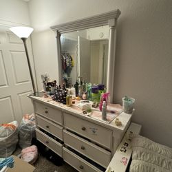 Drawer Mirror And Bed Frame 