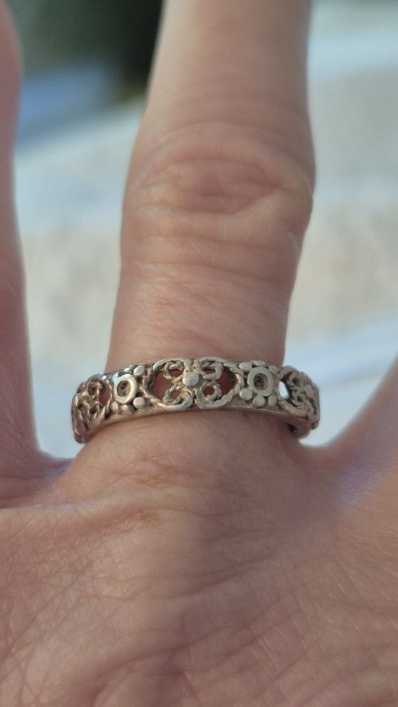 Vtg.Sterling Silver Ornate Band Ring- Sz8