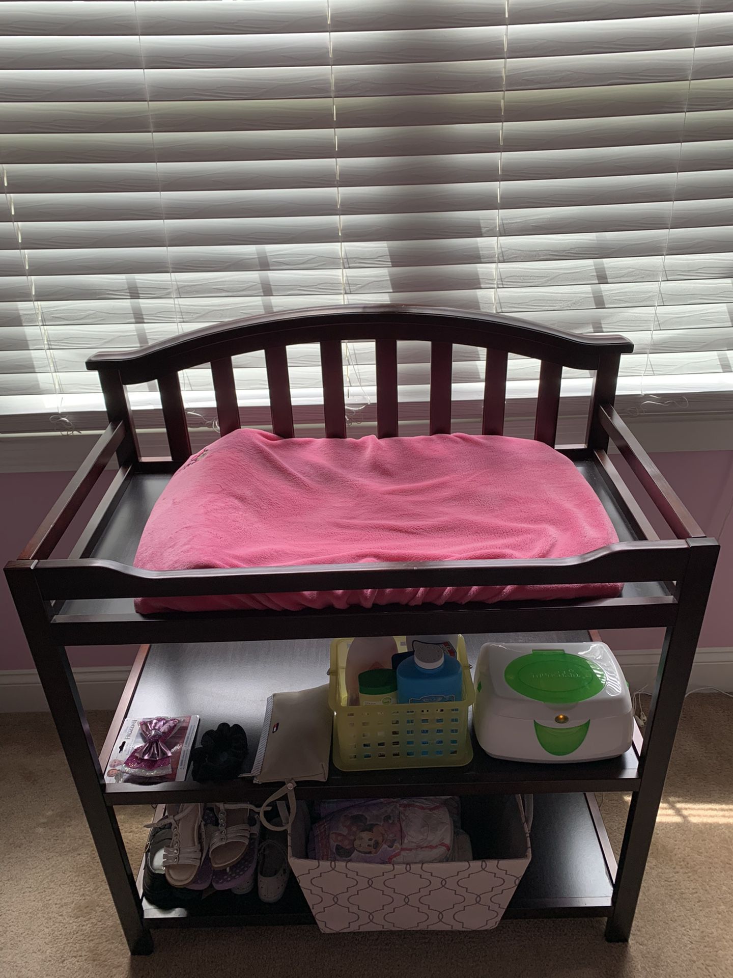 Changing Table Espresso Color and Bebe Crib