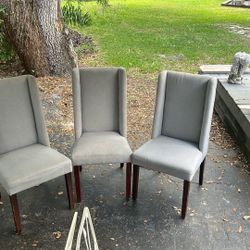 3 Upholstered Accent Chairs Gray