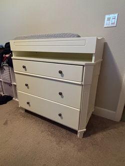 White Dresser with Changing Table Topper
