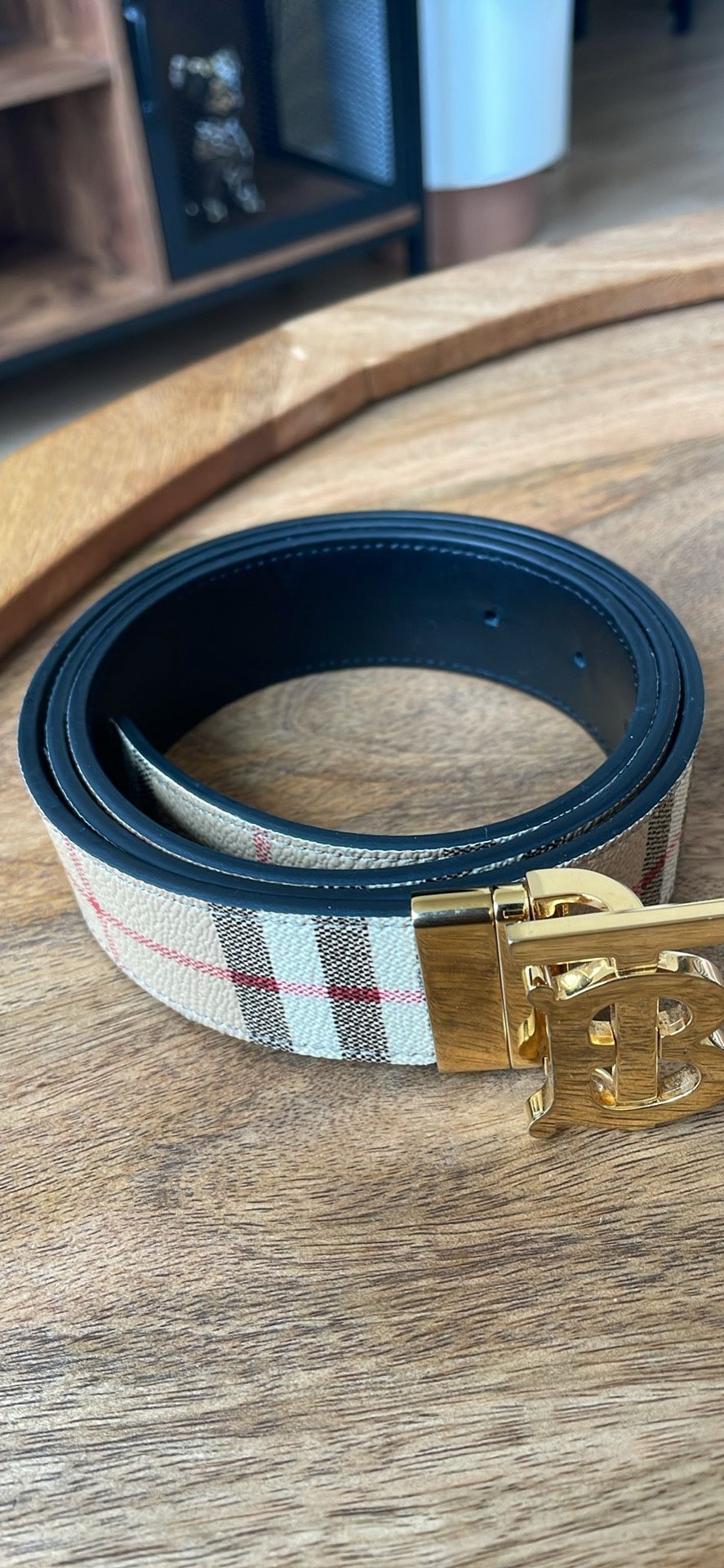 Reversible Burberry Belt(gold buckle)