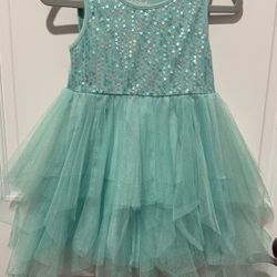 Cat & Jack Sequin Tulle Girls Pastel Green Sleeveless Pullover Party Dress