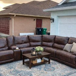 ASHLEY FURNITURE BROWN ELECTRIC LEATHER SECTIONAL - SAME DAY FREE DELIVERY✅✅