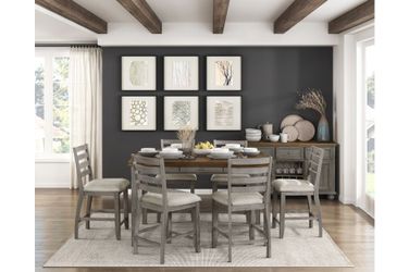 Dining set 7 pc Counter Height Cherry and Grey finish, 