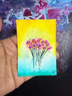 ACEO  ORIGINAL ARTWORK abstract flowers painting
