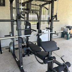 Vesta Fitness Smith Machine 1001 w/Bench Attachment | 230lb Bumpers Olympic Weights | 7ft Olympic Bar | Fitness | Gym Equipment | FREE DELIVERY 🚚 
