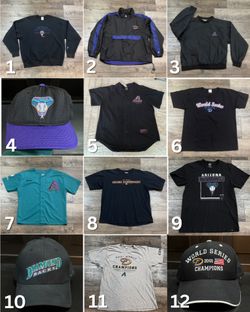 12 Items: Vintage 90s Arizona Diamondbacks Shirts, Jersey, Hat, Jacket! READ DESCRIPTION!