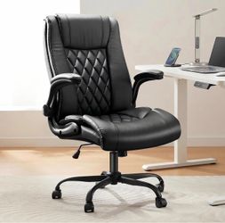New in Box Executive Office Chair with Flip-up Armrests,PU Leather Ergonomic Desk
