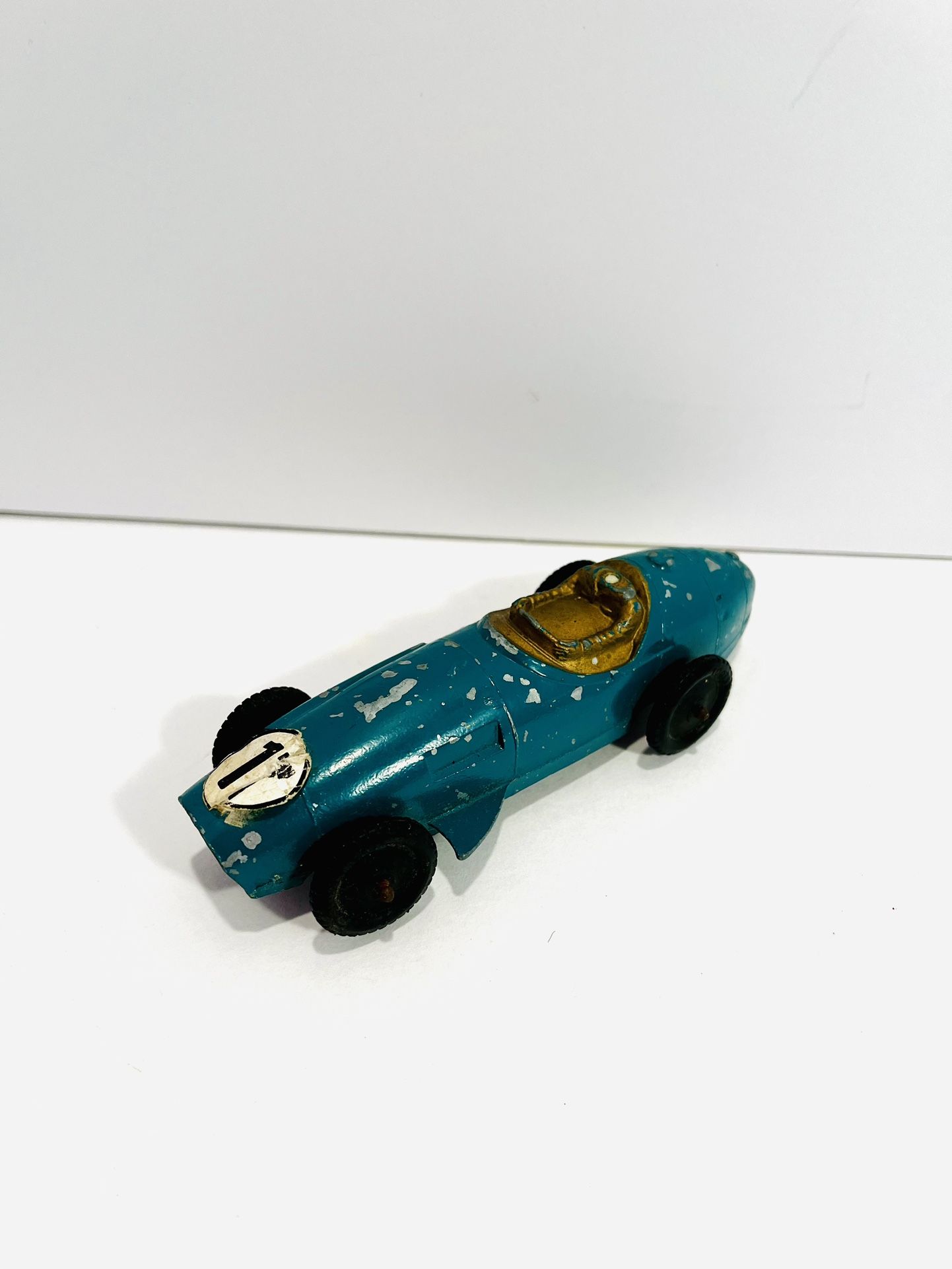 TootsieToy MASERATI Turquoise Car  No Racer Man 5" long Vintage