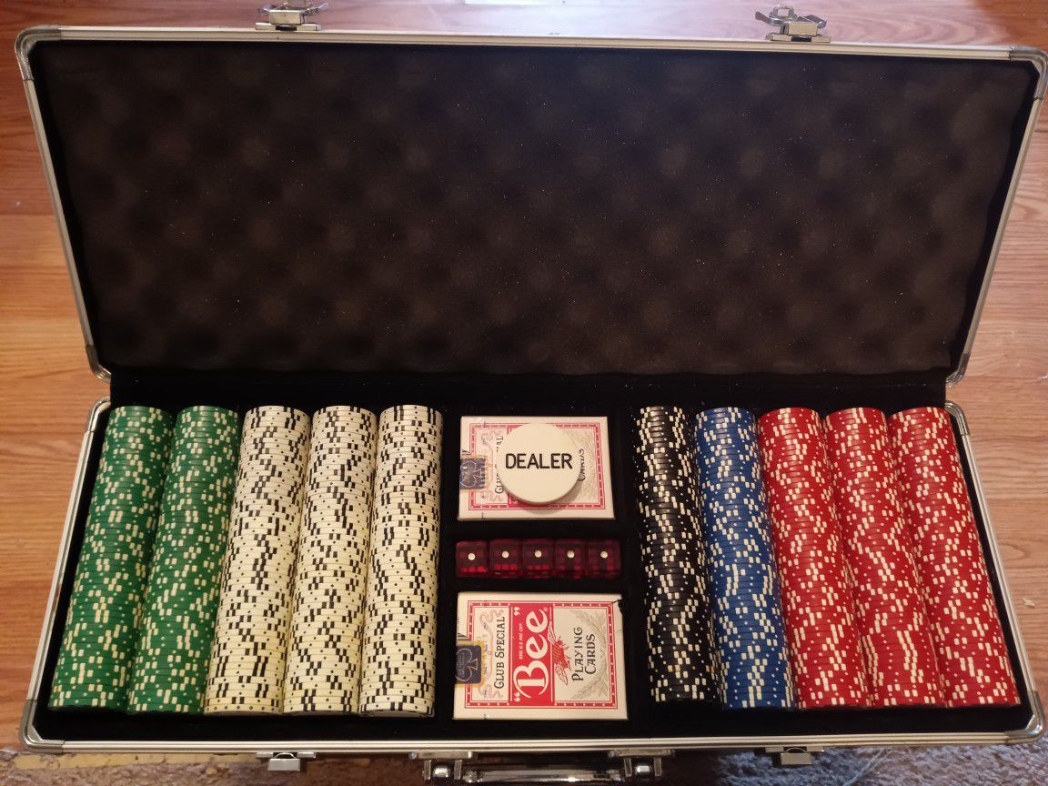 Large Poker Set in Hard Shell Travel Case